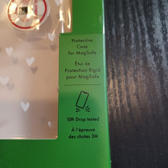 Kate Spade iPhone 15 Pro Max Protective MagSafe Case Clear With White Hearts NEW - Picture 3 of 7